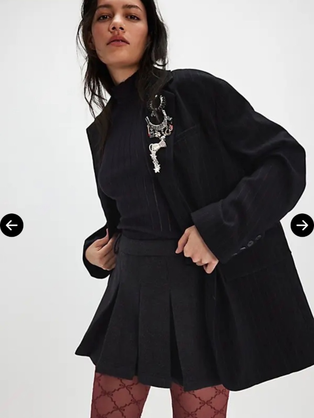 Free People Reggie Blazer | navy pinstripe | size XS